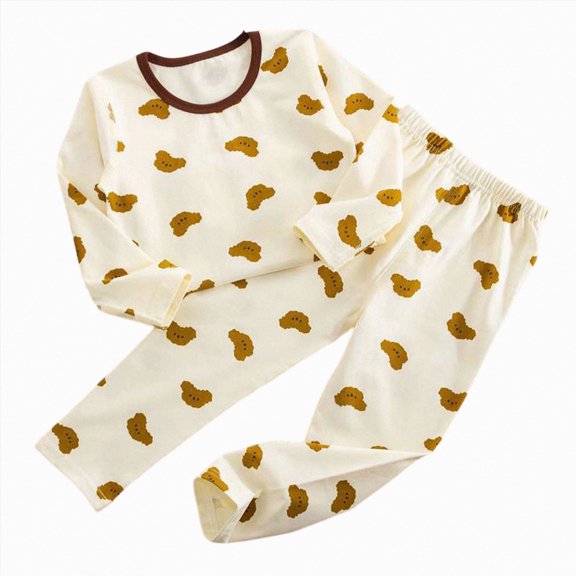CAUYDY Child Girls Pajamas Baby Clothes 2T-5T Fall Winter Long Sleeve Shirt Elastic Pants 2Pcs Cute Set Little Kids Suits Toddler Sleepers for Girl Sizes 2-3 Years,Yellow