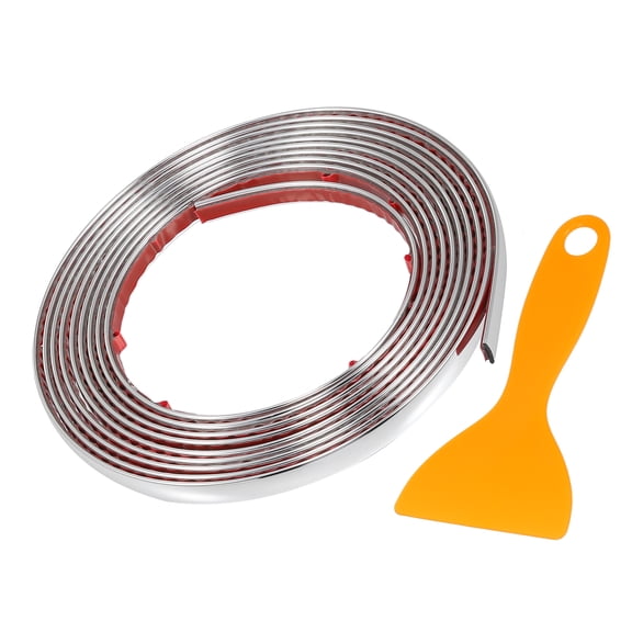 5/16" 8mm Width Self Adhesive Car Door Window Bumper Trim Strip Sticker 10Ft 300cm Gloss Silver Tone