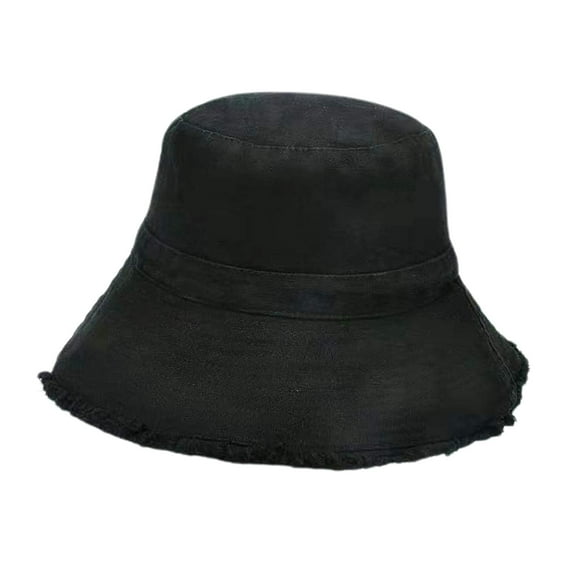 Women Bucket Hat Ladies Casual Fisherman Hat for Beach Hiking Travel black