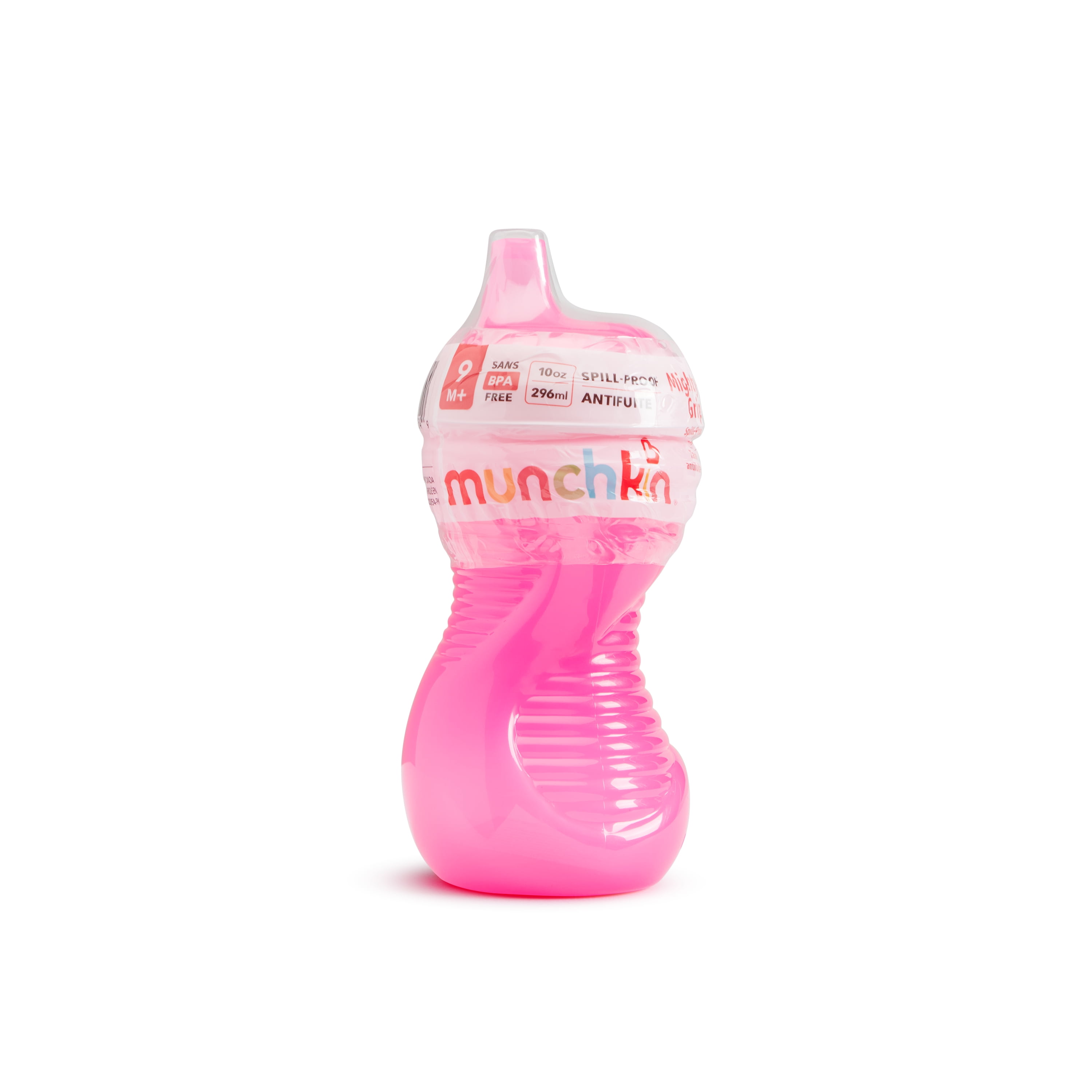 (3 pack) Munchkin Mighty Grip Infant Sippy Cup, 10 oz, Pink, Unisex