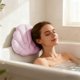 thumbnail image 4 of Almohada, reposacabezas, paquete de 2 soportes de bañera inflables Seashell, cojín de spa suave, ventosas, plegable, cómodo auxiliar de baño, blanco, azul y rosa, para oficina, material de, 4 of 9