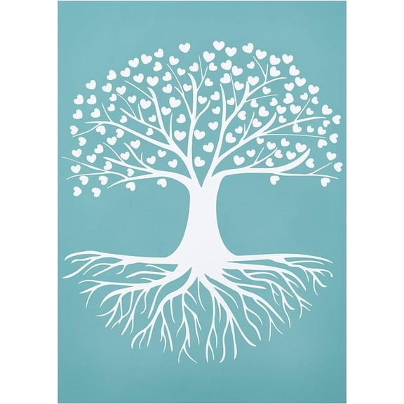 11x8.6 Inch Self-Adhesive Silk Screen Printing Stencil Reusable Pattern Stencils Tree with Heart for Painting on Wood Fabric T-Shirt Wall and Home Decorations