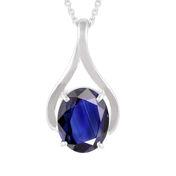 Blue Sapphire Pendant – Handmade Silver Plated Necklace, Gift for Birthday or Anniversary