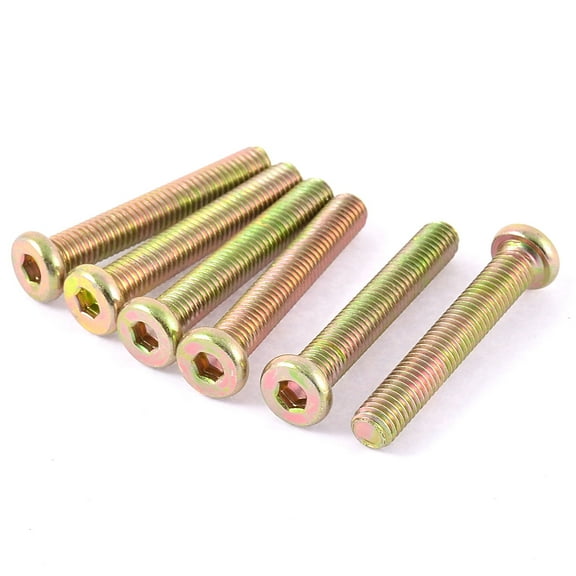 Uxcell M8 x 50mm Male Threaded Hex Socket Head Cap Screw Bolt Bronze Tone (6-pack)