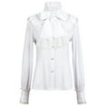 thumbnail image 1 of Gothic Blouses for Women Vintage Long Sleeve Lace Patchwork Button Shirt Medieval Ruffle Tops White S, 1 of 8