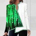 thumbnail image 2 of Wolfast Blouse Décontractée à Manches Longues Imprimée pour Femmes, Col en V, Ourlet Asymétrique, Amincissant, Vert, m, 2 of 5