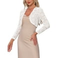 thumbnail image 4 of INSPIRE CHIC Lace Shrug Top for Women's Elegant Mesh Sheer Sequin Bolero Shrug XS White, 4 of 6