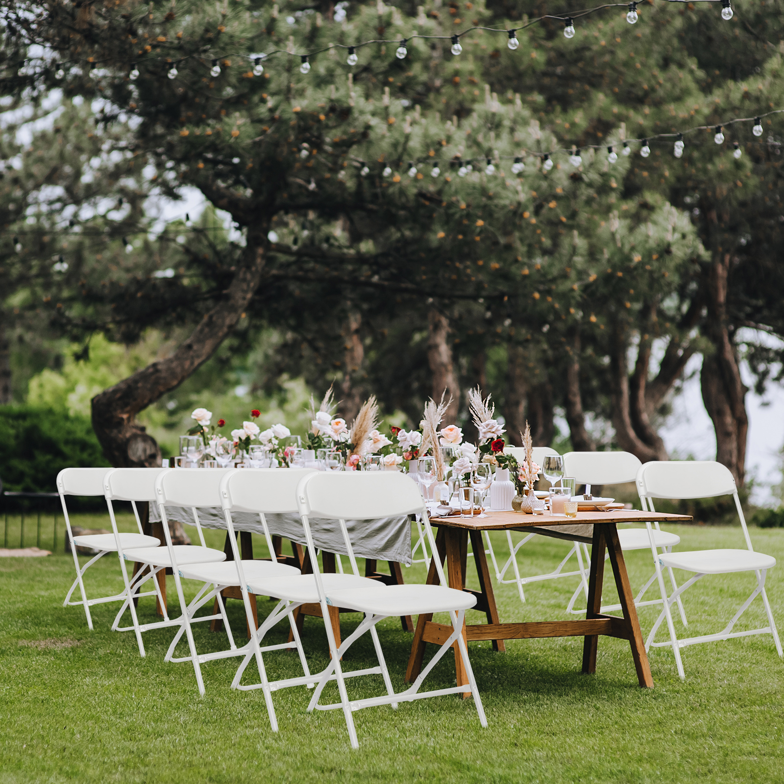 SalonMore Set of 10 Folding Chairs, White photo 2