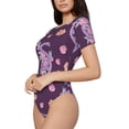 thumbnail image 2 of The Xecao Snake And Flower Women's Crew Neck Body Suit, a short-sleeved bodysuit and basic swimsuit, both comfort and style for dating and daily life, 2 of 9