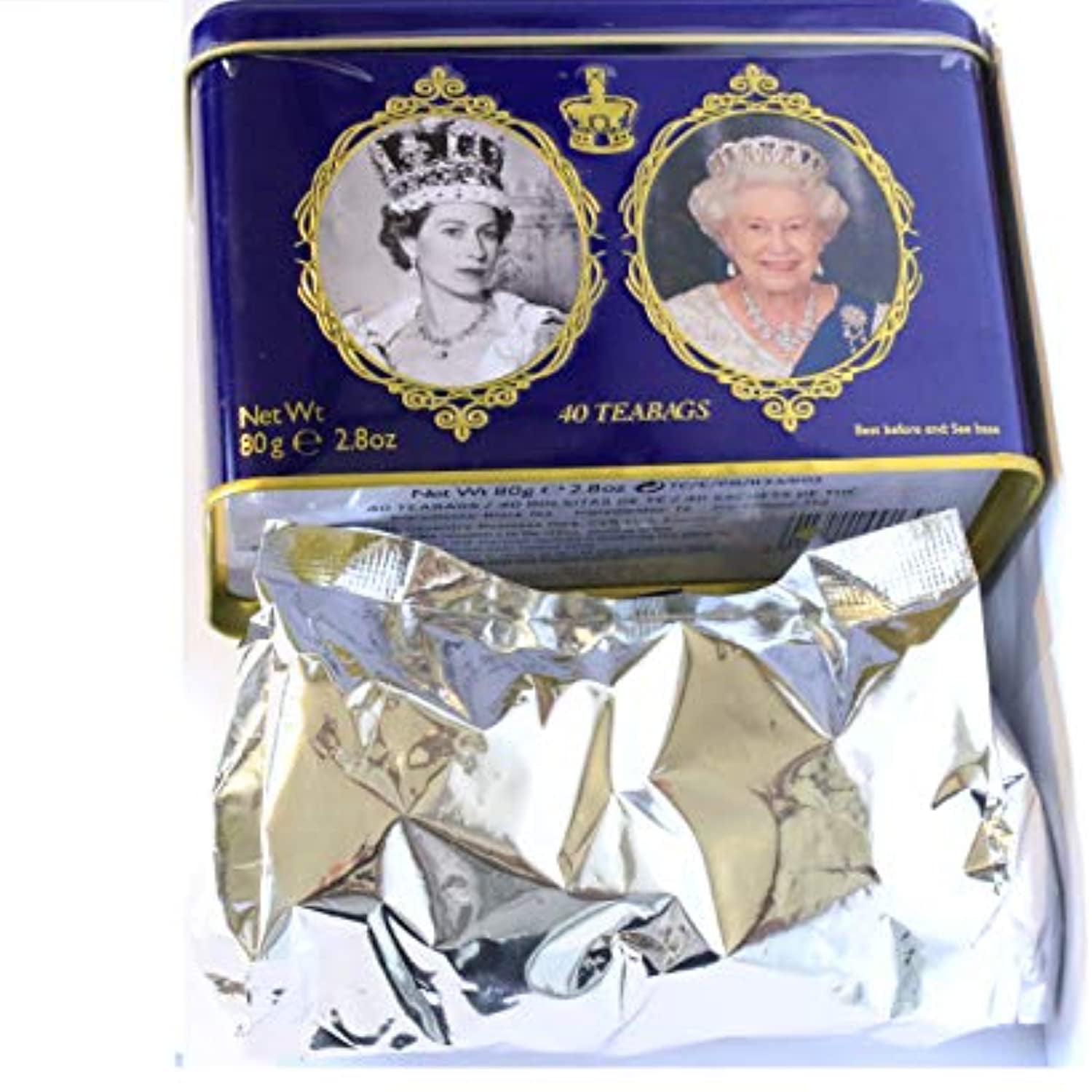 The Queens 40 Tea Bag Collectors Tin Royal Elizabeth II 2nd Jubilee 90 Birthday 
