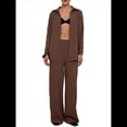 thumbnail image 2 of Conjuntos Casuales de Mujer para Estar en Casa, Camisas de Larga con Botones y Pantalones de Pierna , Chándal Marrón Oscuro L, 2 of 10