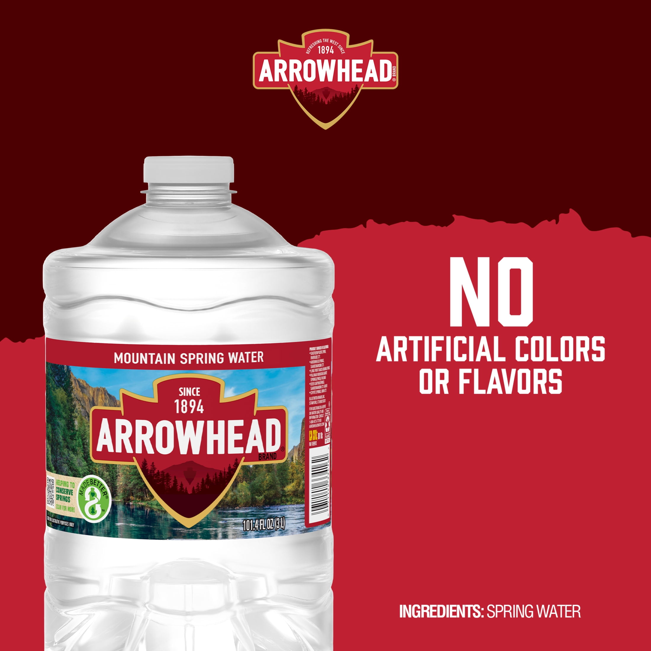 Arrowhead Mountain Spring Water, 3 Liter, Single Plastic Jug