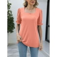 thumbnail image 4 of Womens Top Square Neck Ruffled Cuffs Sleeve Casual Loose Blouse T Shirts, 4 of 6