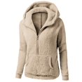 thumbnail image 4 of Domzest Winter Coats for Women Fleece Zipper Long Sleeve Winter Jackets Basic Color Loose Outwear Trendy Coat Oversized Zip Up Fuzzy with Hooded with Pocket White 3XL, 4 of 5