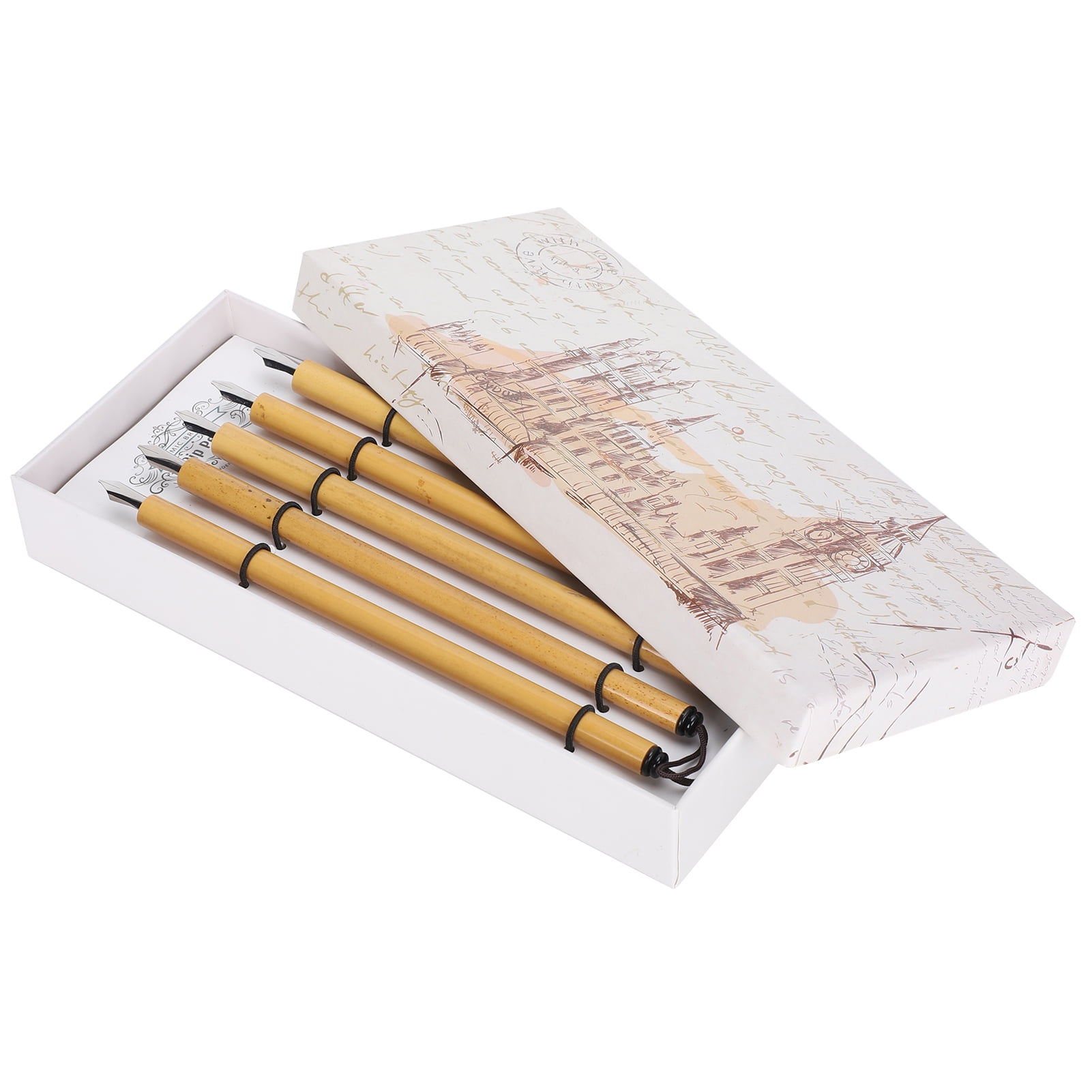 5Pcs Dip Pen Handcrafted Manga Calligraphy Vintage Bamboo