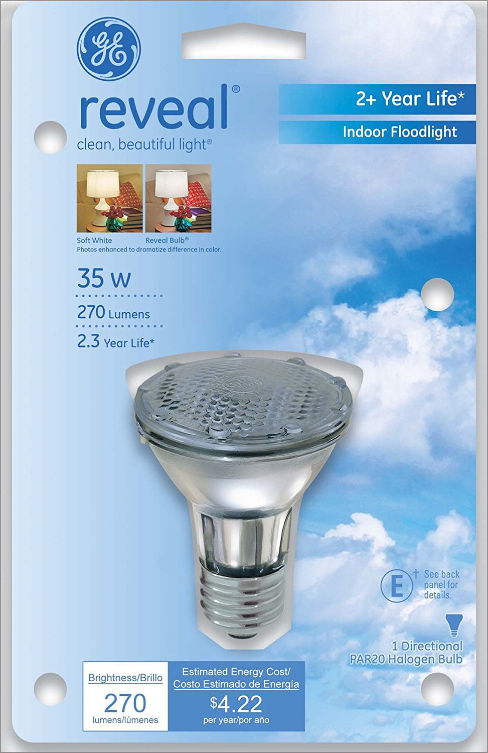 GE 35W 120V Reveal Halogen Flood Light Par 20 Bulb S - Walmart.com