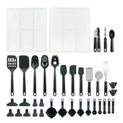 Mainstays 36-Piece Kitchen Gadget and Utensil Set with Drawer Organizer, Black
