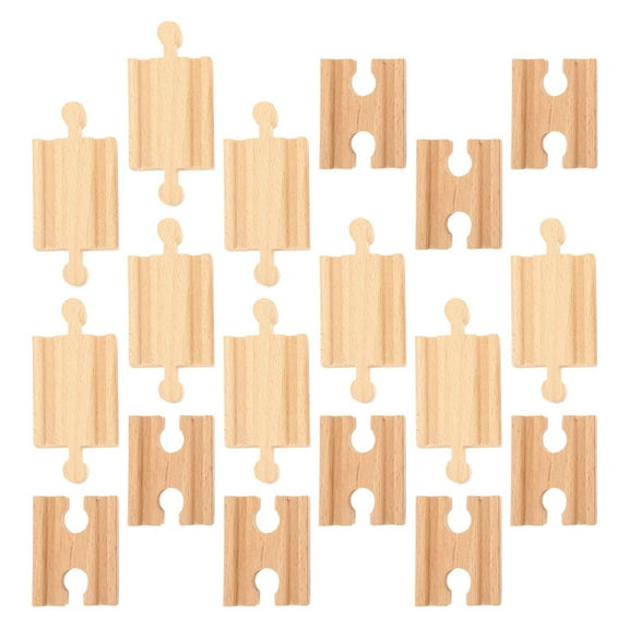 PAMINGONO Train Connection Pieces Wooden Train Tracks Wood 18Pcs