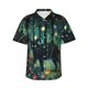 thumbnail image 1 of Balery Mystical Black Cat Fireflies Camisas hawaianas de manga corta para hombre, camisas playeras de corte holgado, camisas de vacaciones con botones,Large, 1 of 7