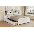thumbnail image 4 of White Twin Storage Bed w/ Bookcase Headboard, 6 Drawers &amp; Charging Station - Wood Bedroom Furniture for Teens &amp; Adults. White, No Box Spring Needed., 4 of 14