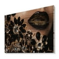 thumbnail image 2 of Designart 'Woman Lips With Golden Jewelry' Modern Print on Natural Pine Wood, 2 of 5