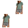 thumbnail image 3 of Minnieouse Camiseta de mujer con volantes de Color sólido cuello estética linda blusa suelta fiesta noche Club verano Top niñas ropa Type2 NO2, 3 of 6
