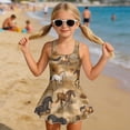 thumbnail image 3 of Uourmeti Girls' Sleeveless Skirted One Piece Swimsuit - Wild Horse Print Quick Dry Swim Dress for Beach Pool & Summer Vacation, 3 of 8