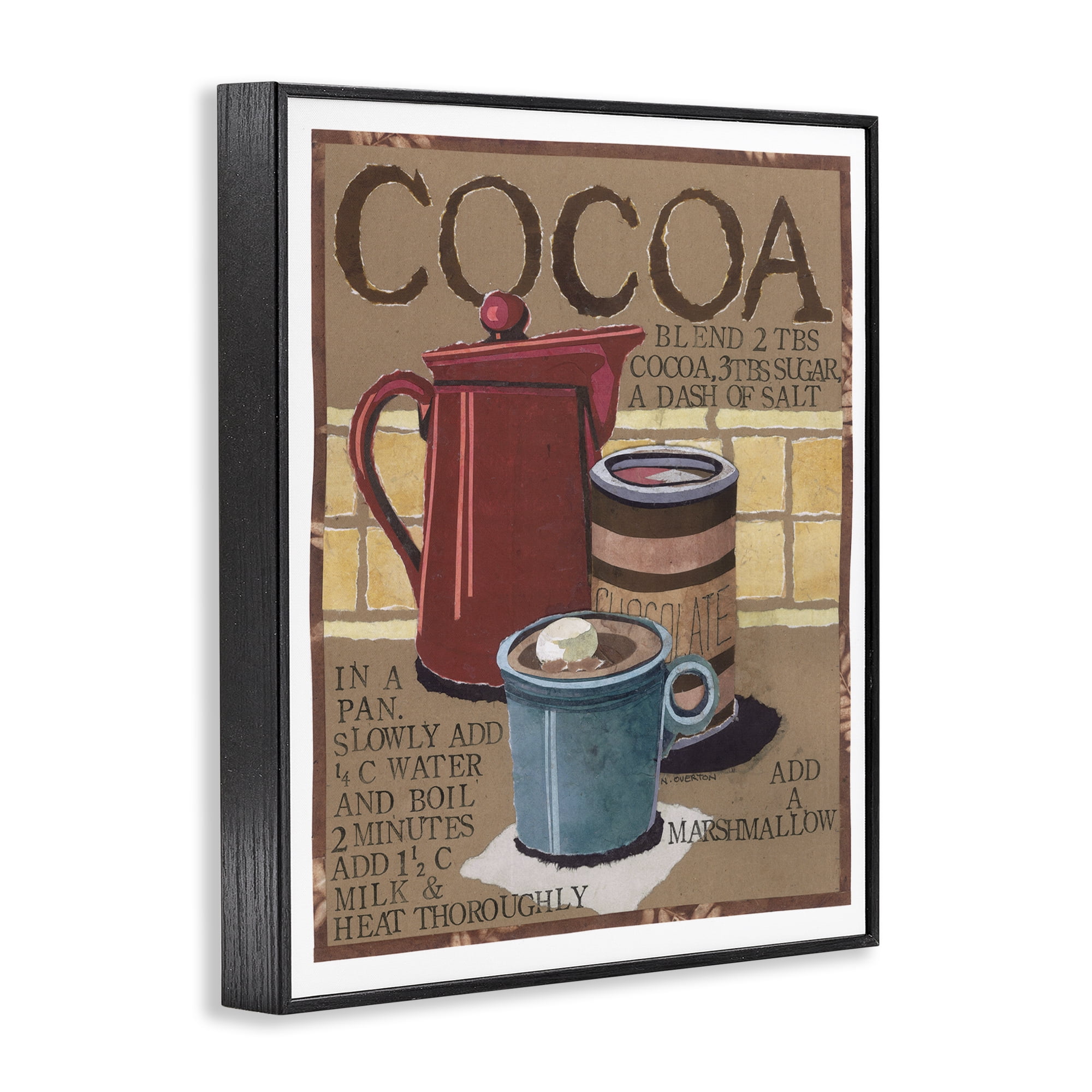 Stupell Industries Hot Cocoa Recipe Food & Beverage Painting Black Framed Art Print Wall Art, 16 x 20