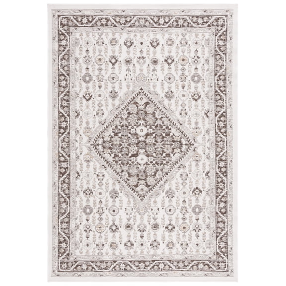 SAFAVIEH Sunrise Eliza Floral Reversible Indoor/Outdoor Area Rug, Grey/Beige Black, 4' x 5'7"