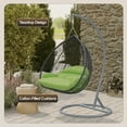 thumbnail image 3 of LeisureMod Hanging Swing Chair Two-Person Seater Egg Chair Grey Frame in Teardrop Design with Armrest Removable Zippered Washable Polyester Cushion Cover for Indoor and Patio Recluse Collection, 3 of 11