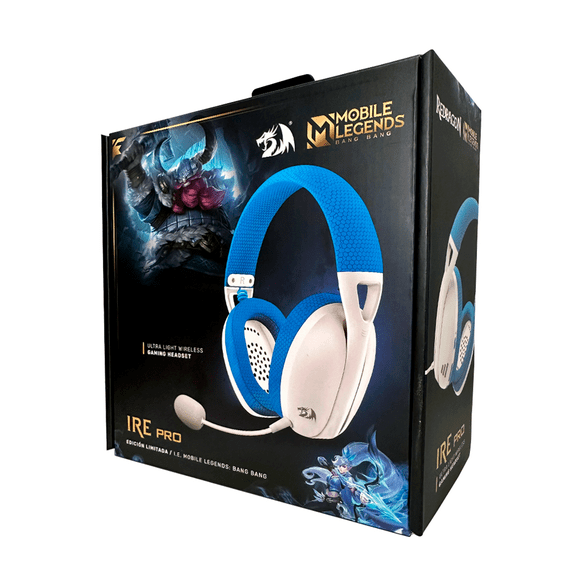 Audífonos Gamer Redragon Ire Pro Blanco/Azul Wireless