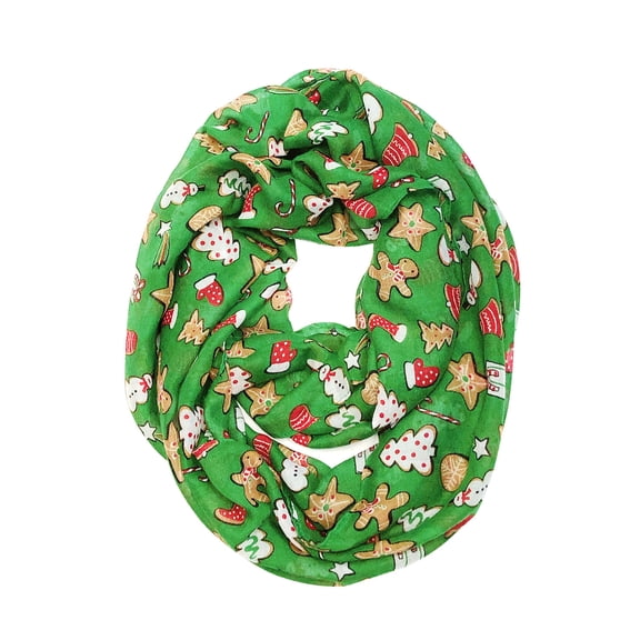 Wrapables Lightweight Winter Holiday Infinity Scarf, Gingerbread Cookies