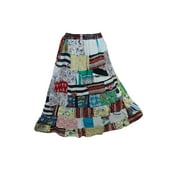 Mogul Womens Maxi Long Skirt Vintage PATCHWORK Summer Boho Chic Ethnic Skirts