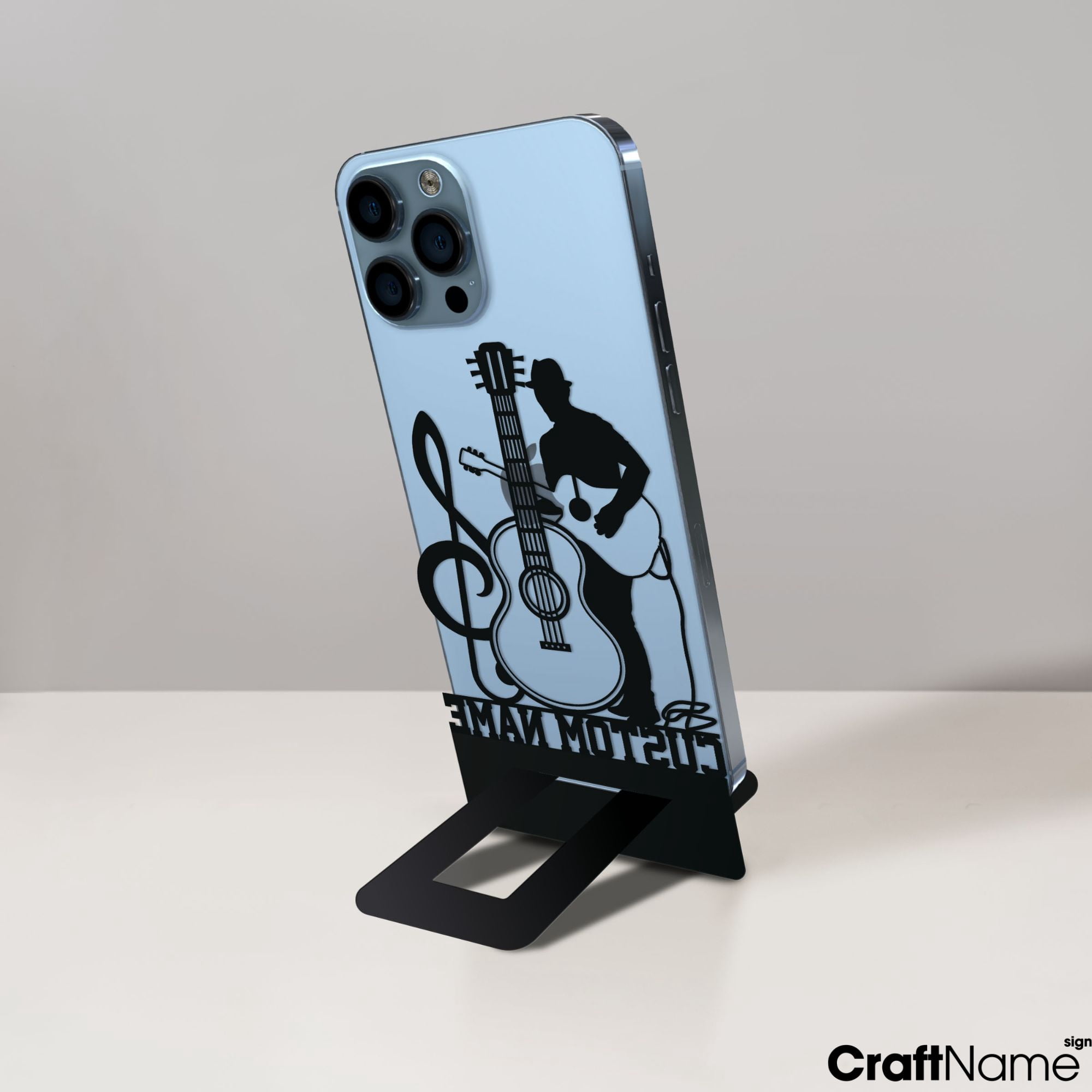 Craftnamesign Custom Guitarist Metal Cell Phone Desk Holder, Metal Guitar Phone Holder Phone Stand