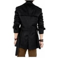 thumbnail image 2 of Chaqueta cortavientos para hombre, estilo vintage, para primavera y otoño, estilo gabardina de negocios, abrigo largo clásico cruzado para hombre., 2 of 5