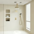 thumbnail image 4 of Boyel Living 12 inch Ceiling Mounted Rain Shower System 3 Function Thermostatic Shower System with Wall Mount 6 inch Regular Shower Head,Brushed Gold, 4 of 8