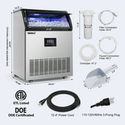TITTLA Commercial Ice Maker, 200lbs/24H, Stainless Steel, Under Counter, 55lbs Ice Storage, 90Pcs Ice Cube, 550W