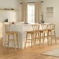 thumbnail image 3 of EYYTHUNG Wood Bar Stool Set of 4, 24-Inch Farmhouse Counter Height Stool Chairs with Ergonomic Curved Back & Solid Wood Legs, Rustic Kitchen Bar Chair, Natural Oak, 3 of 8