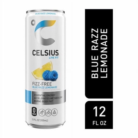 CELSIUS Fizz Free Blue Razz Lemonade Energy Drink Can 12 fl oz - Pack of 2