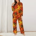 thumbnail image 3 of Kll Sunflower Print Women'S Long Sleeve Pajamas With Pants Sleepwear Loungewear 2 Set-Large, 3 of 9