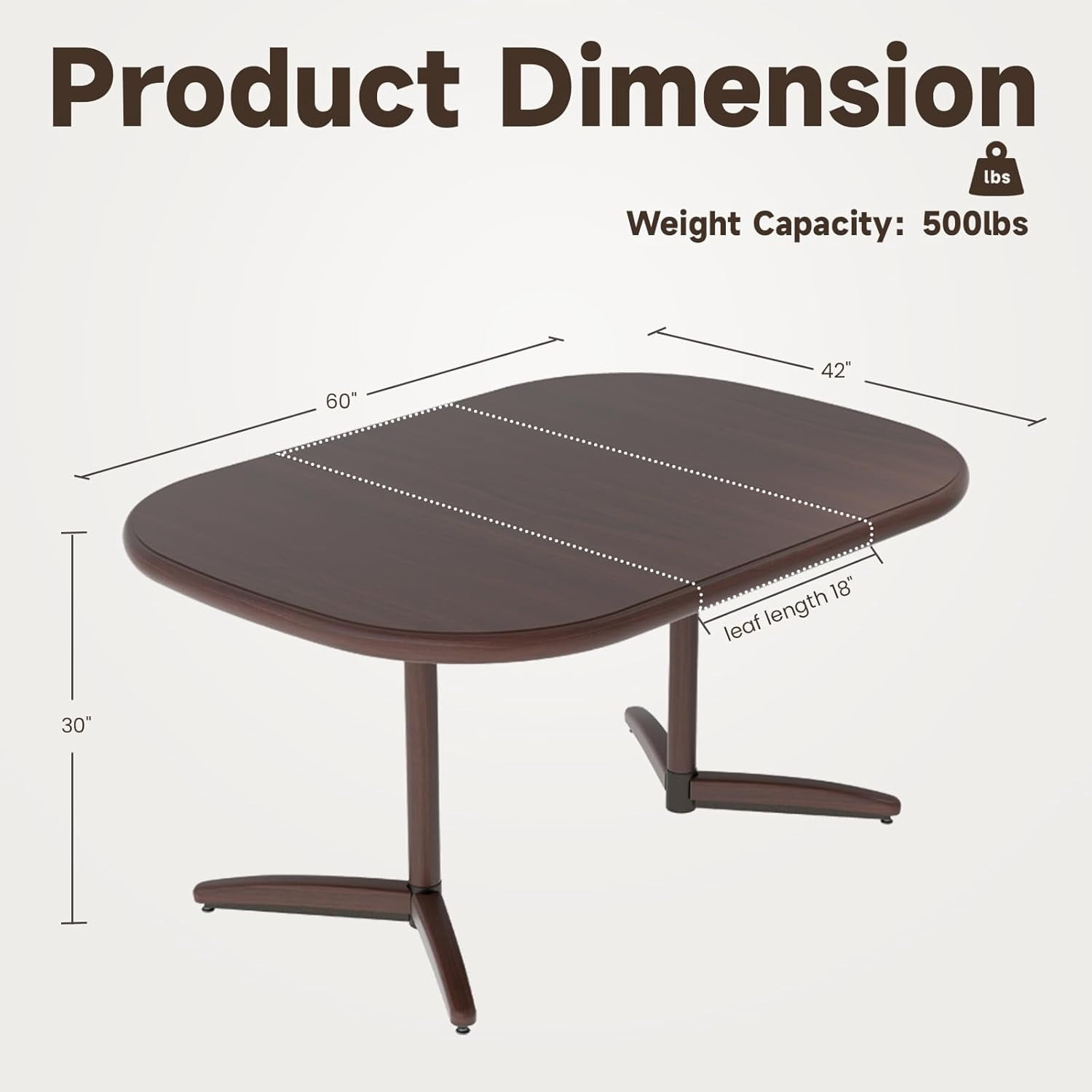 Chromcraft Dining Table for 4 Person and 6 Person, Extendable Wooden Kitchen Room Dining Table with 18" Extension Leaf (Walnut)