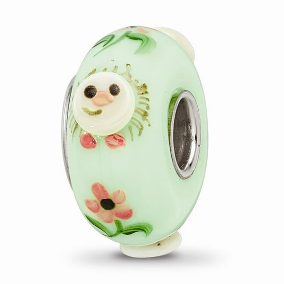 Ster.Silver Reflections Hand Painted Hattie Hedgehog Fenton Glass Bead; for Adults and Teens; for Women and Men