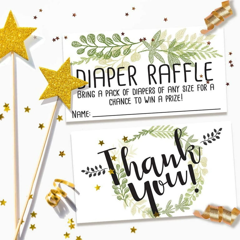 Baby Shower Diaper Raffle Game - 1 Standing Sign & 50 Tickets, Honey Bee Theme (Sign 5x7 In)