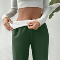 thumbnail image 4 of Oksale Straight Leg Yoga Pants for Women Fuzzy Fleece Lined Winter Warm Wide Leg Pants with Pockets High Waisted Soft Cozy Fashion Trousers Green S, 4 of 10