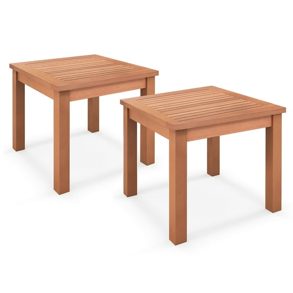 Gymax 2PCS Outdoor Adirondack Side Table 18'' Square End Table w/ Slatted Tabletop