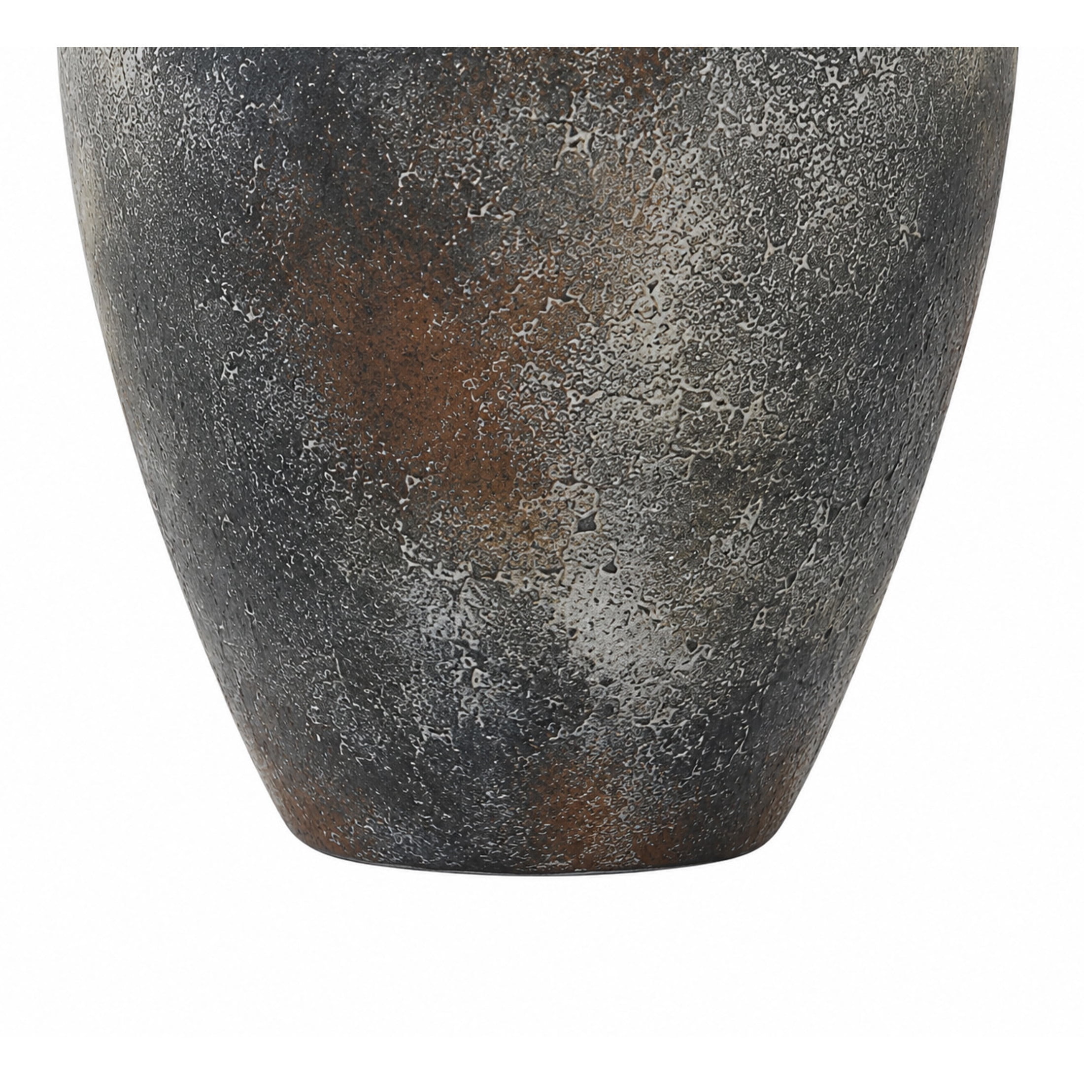 DecMode 13" Wide Textured Dark Gray Ceramic Vase with Brown Accents