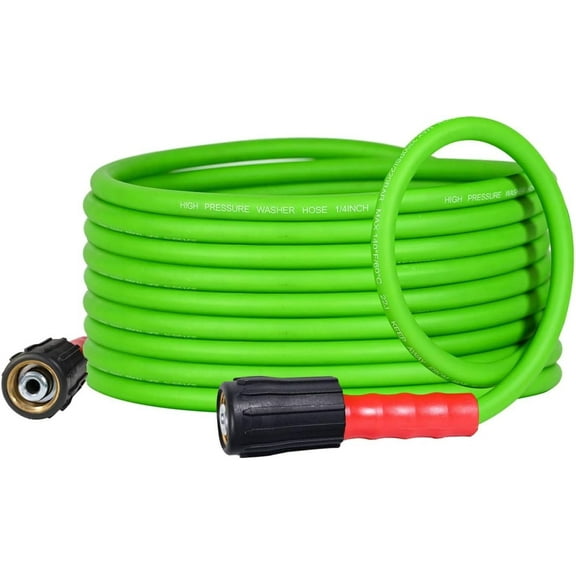 YAMATIC Top Flexible Pressure Washer Hose 25FT 1/4", Kink Resistant Power Washer Hose Replacement for Flexzilla Uberflex Ryobi Genarac Troy Bilt Honda M22-14mm Rated 3200 PSI/Max 3700 PSI,Green