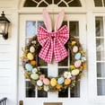 thumbnail image 2 of kakina CMSX 16 Inch Easter Bunny Ears Wreath Bow Rustic Buffalo Plaid Easter Bows for Wreaths Spring Holiday Fabric Decorative Bow for Tree Topper Front Door Wall Window Home Party DIY Crafts (Pink), 2 of 10