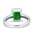 thumbnail image 3 of Bezel Set 9mmx7mm Ring Simulated Green Emerald CZ 925 Sterling Silver, 3 of 5