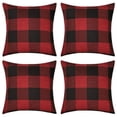 thumbnail image 1 of Hongan Paquete de 4 Fundas de Almohada Navideñas con Estampado de Cuadros de Búfalo, Funda de Cojín Decorativa de Poliéster para Decoración Del Hogar de Granja, Rojo y Negro, 18 "x 18", 1 of 10